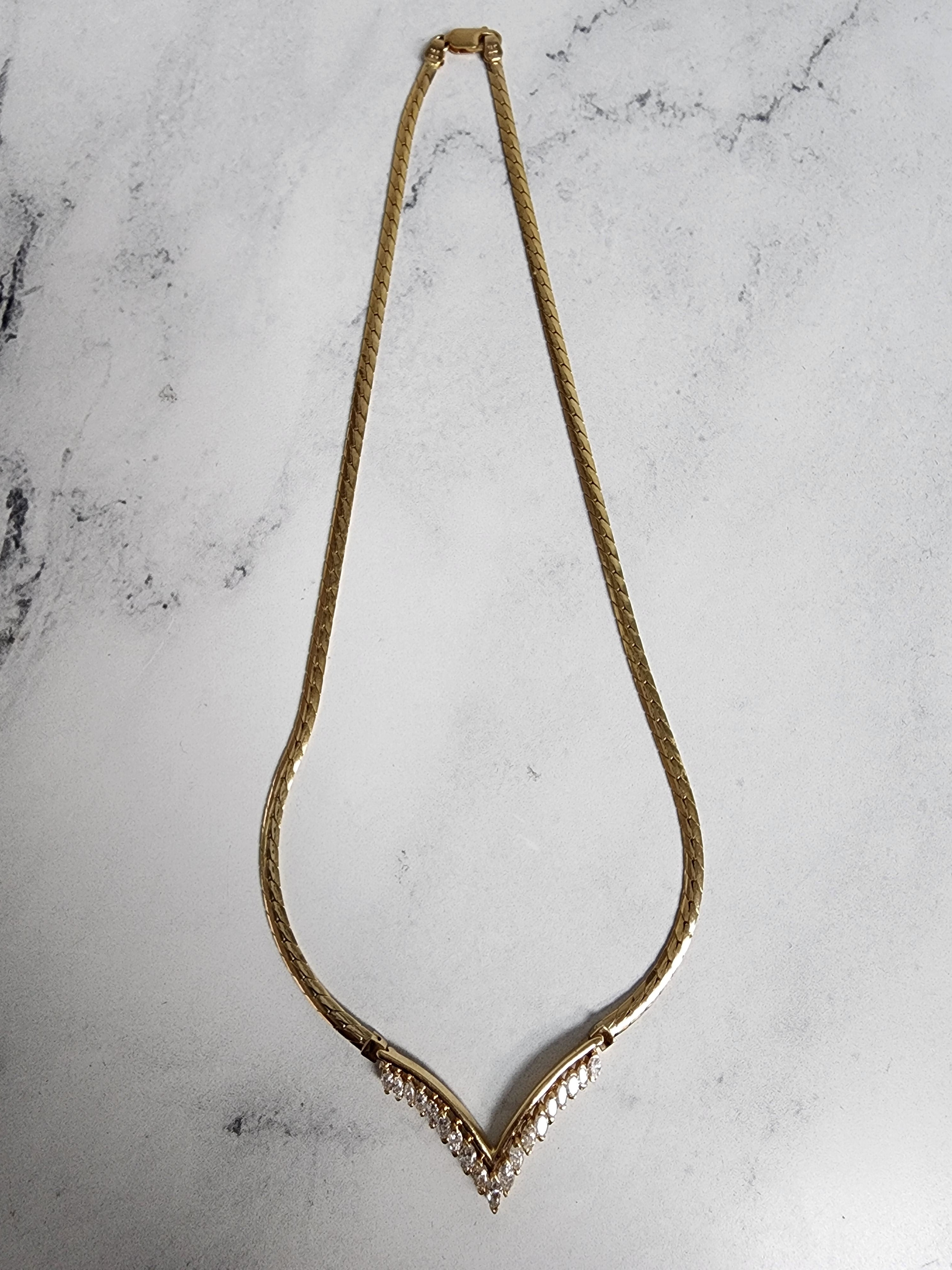 Marquise 'V' Shaped Diamond Chevron Necklace