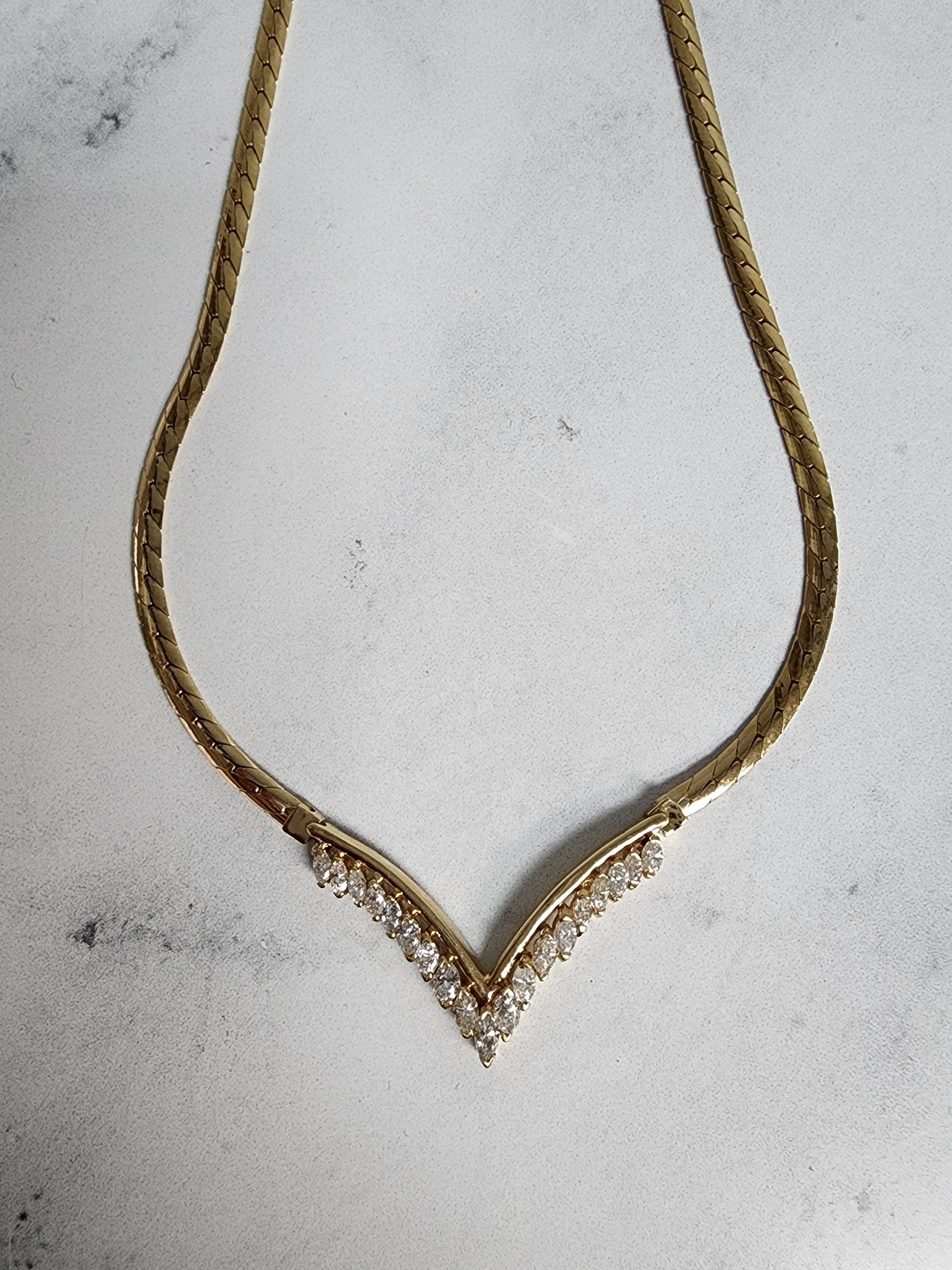 Marquise 'V' Shaped Diamond Chevron Necklace