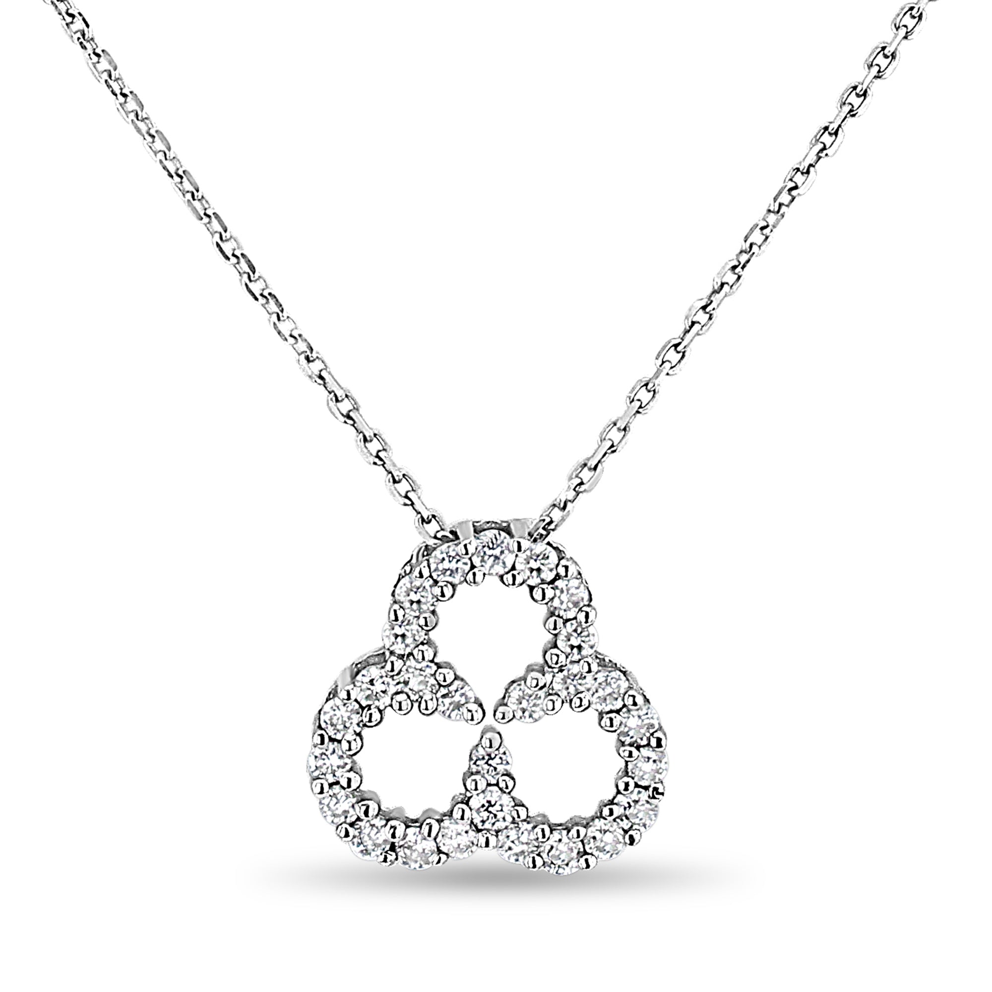 Three Leaf Clover Diamond Necklace 14k White Gold