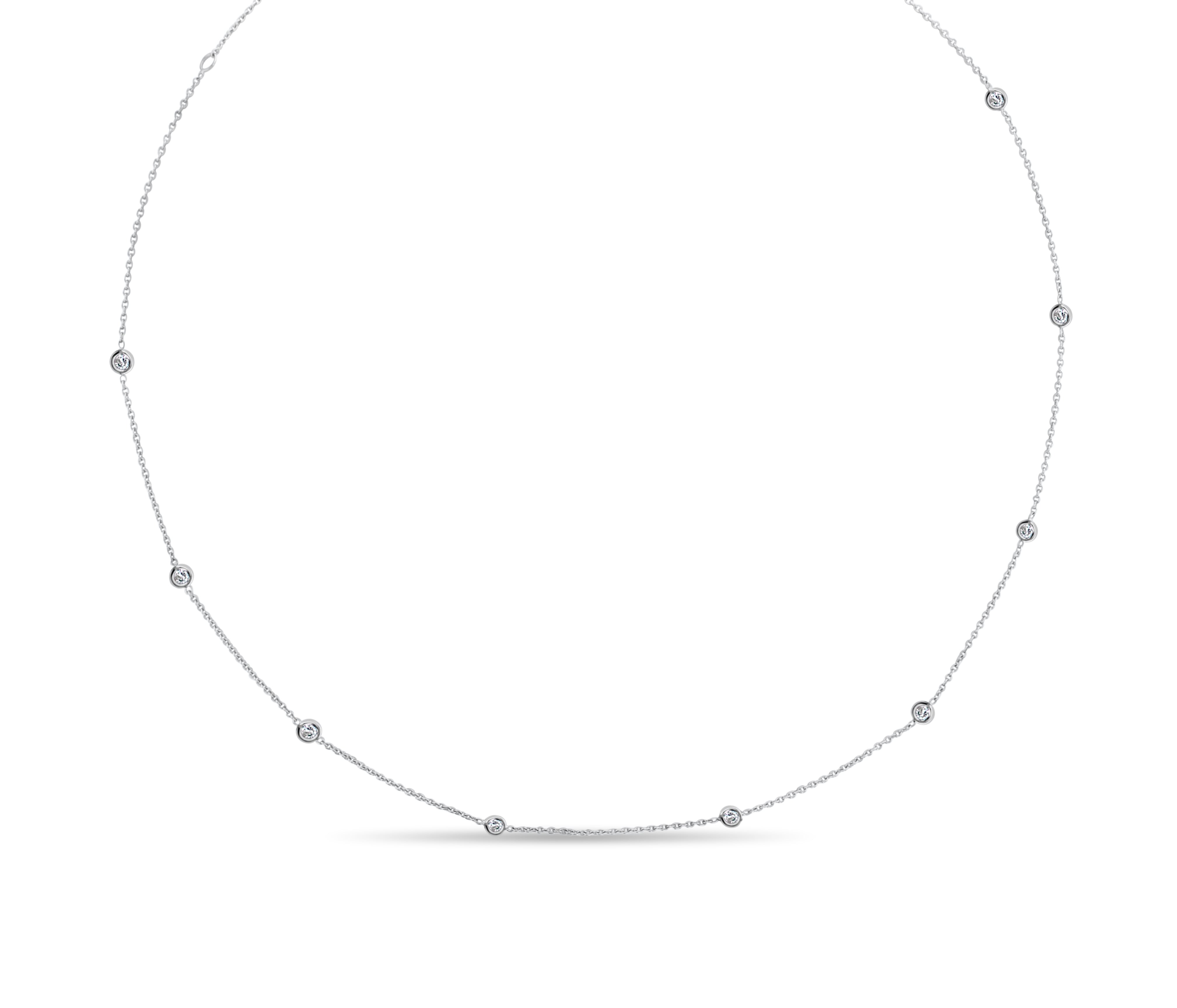 Diamond Spacer Bezel Necklace 14k White Gold