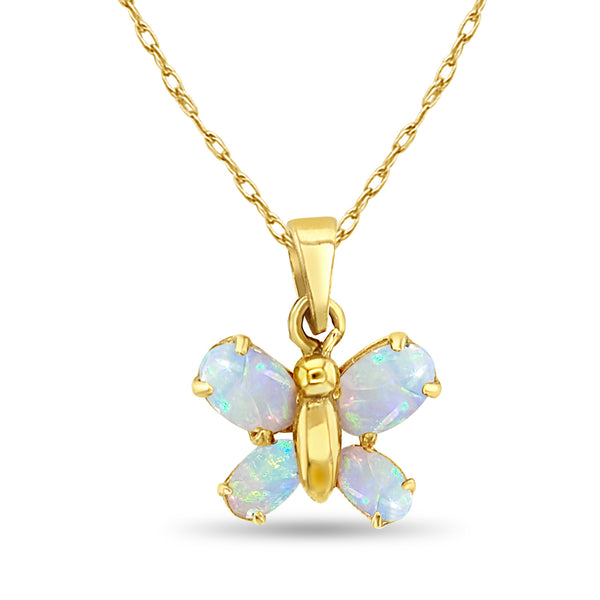 Opal Butterfly Necklace 14k Yellow Gold