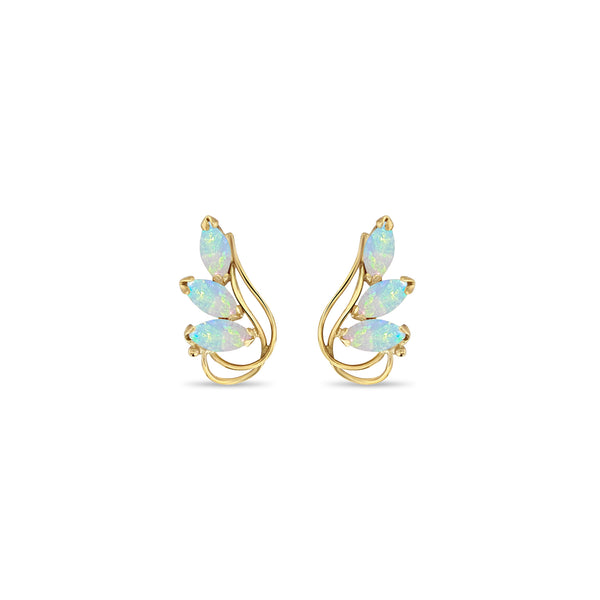 Marquise Opal Studs 14k Yellow Gold