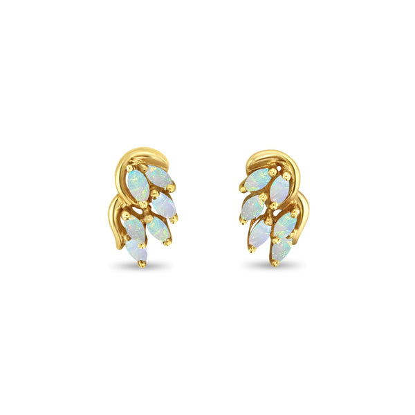 Cluster Marquise Leaf Style Opal Studs