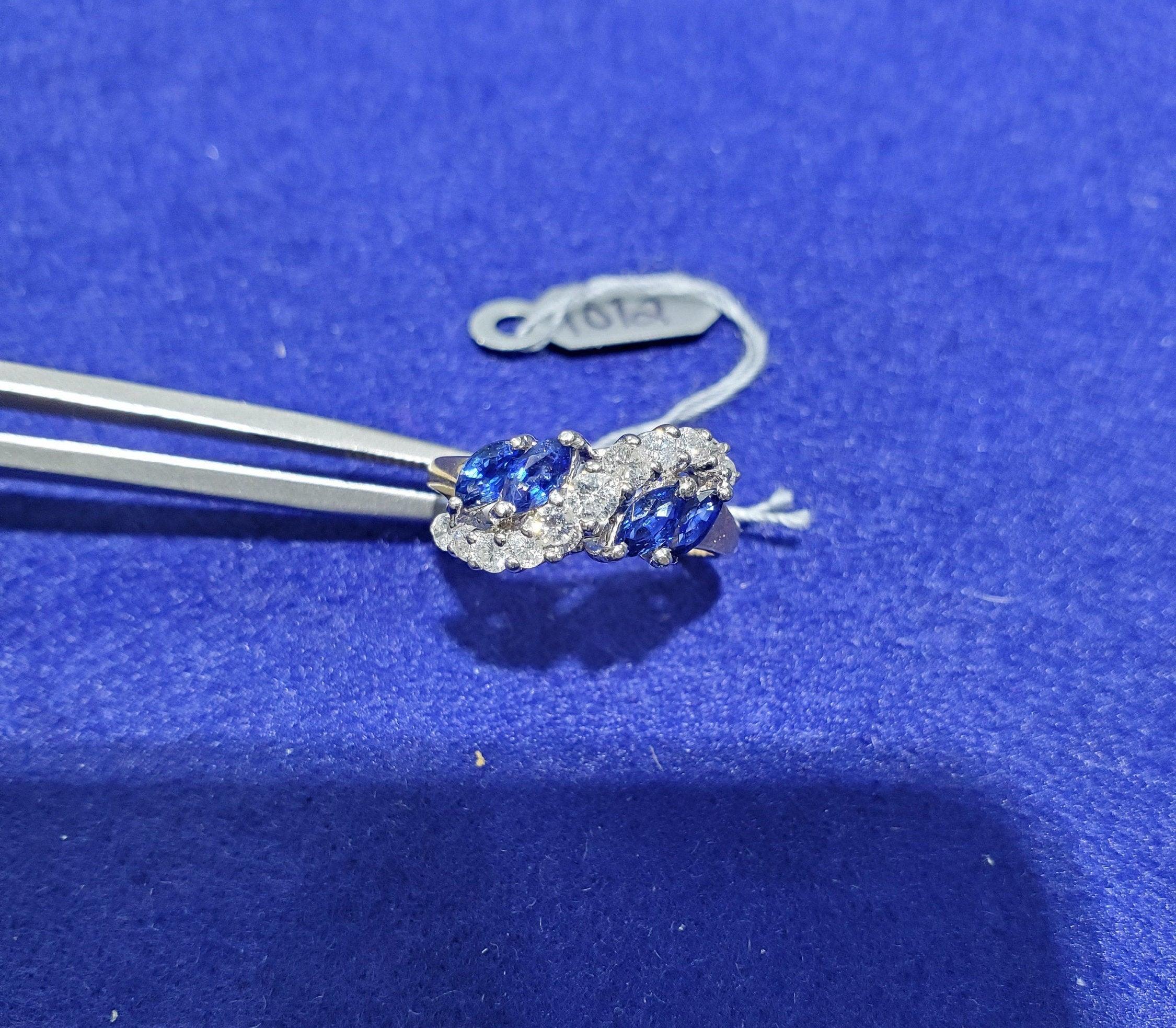 One Carat Diamond & Sapphire Cocktail Ring 14k Yellow Gold