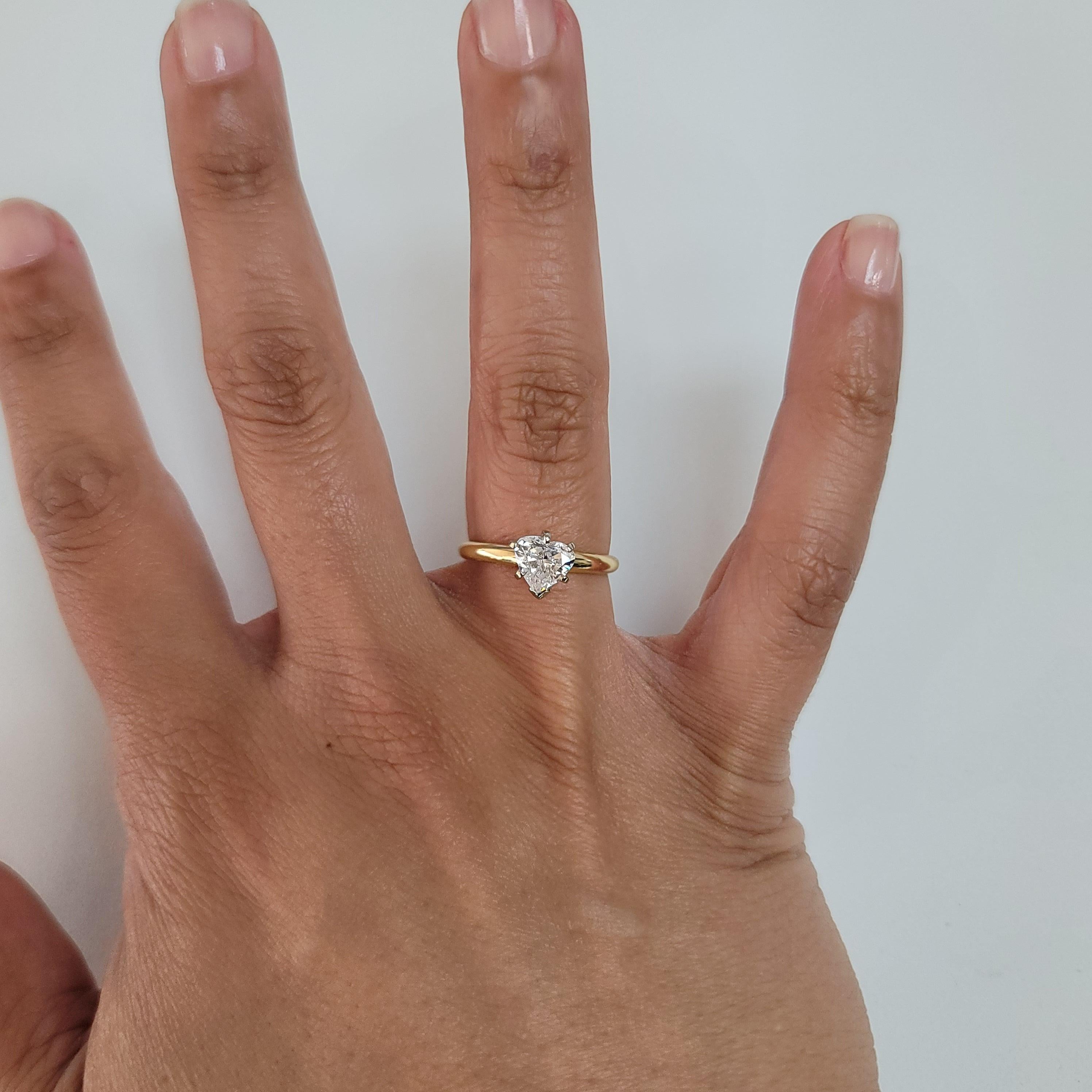 One Carat Heart Shaped Solitaire Diamond Engagement Ring