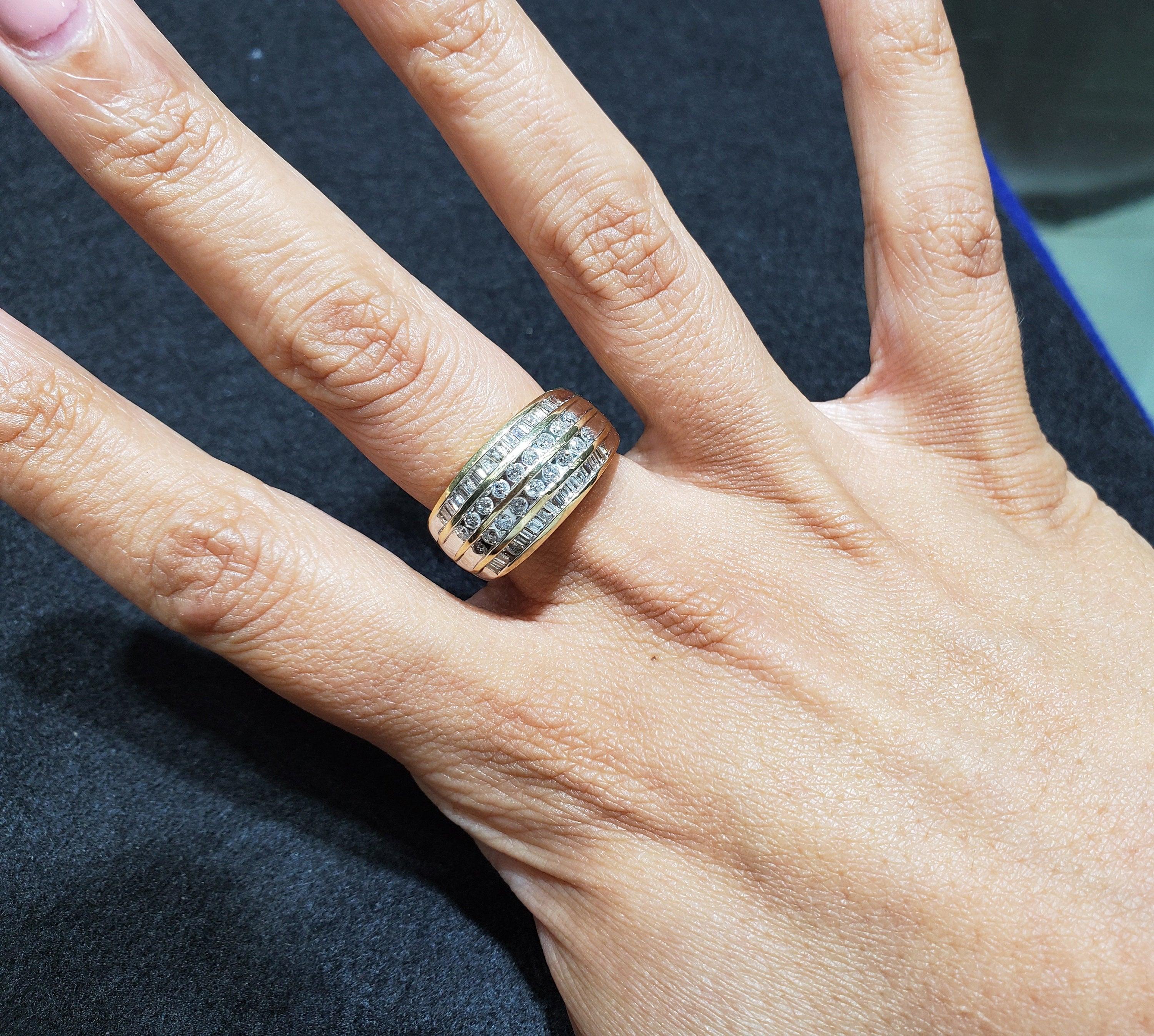 One Carat Round & Baugette Diamond Cocktail Ring