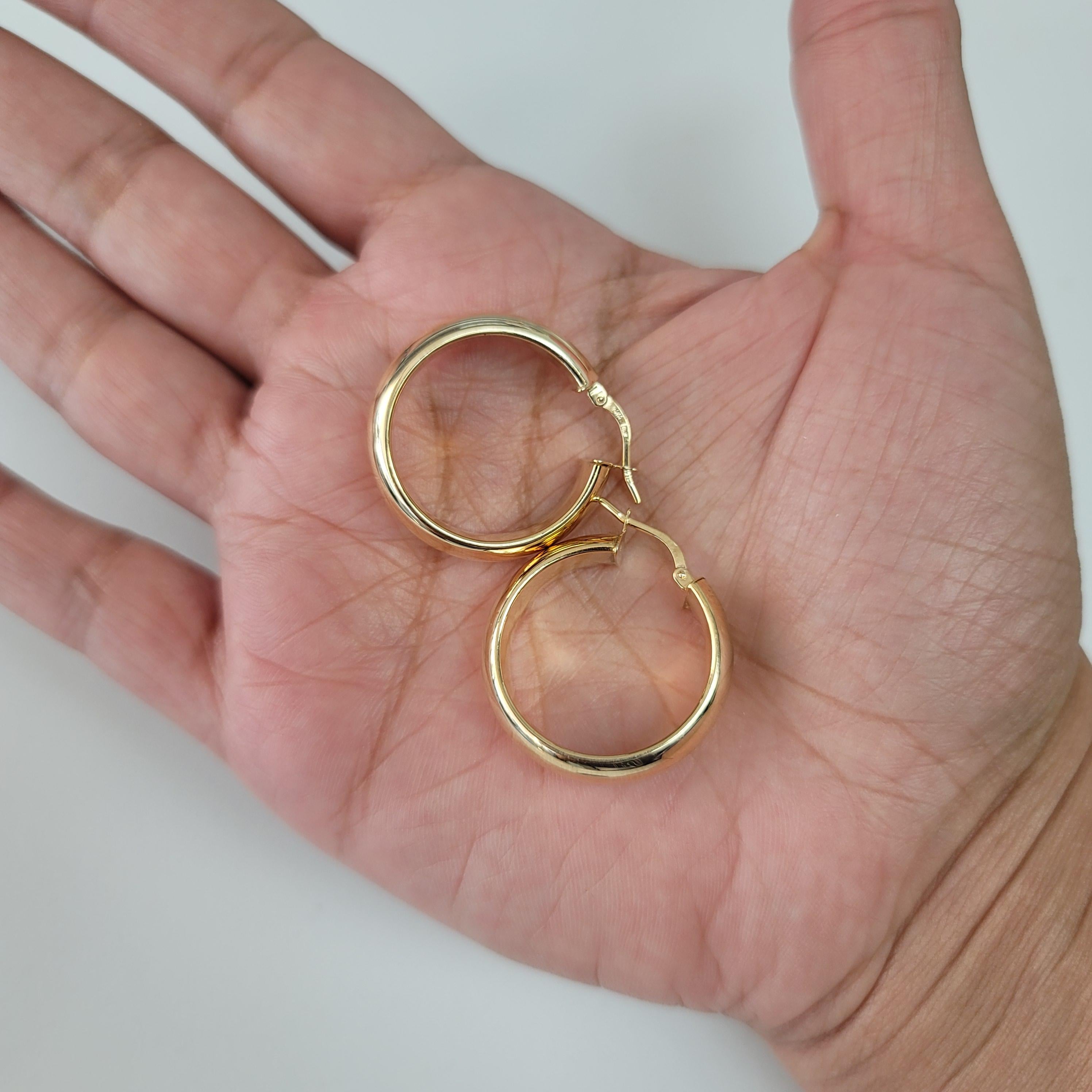 One Inch Polished Wide 14k Yellow Gold Hoops