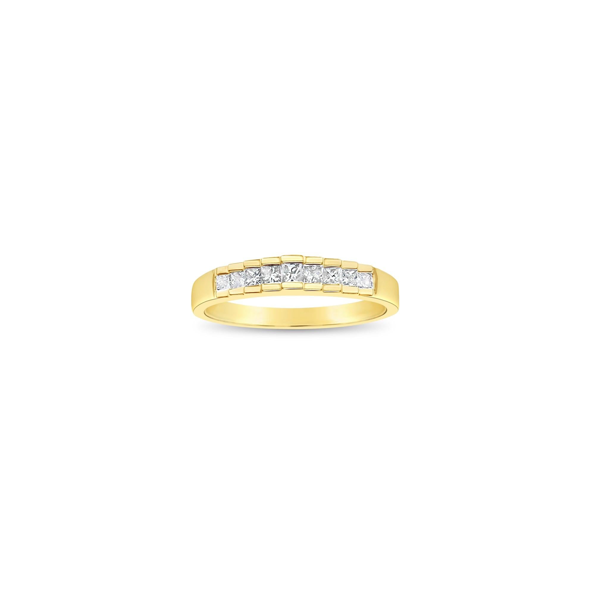 One Third Carat Step Up Style Princess Cut Wedding Band