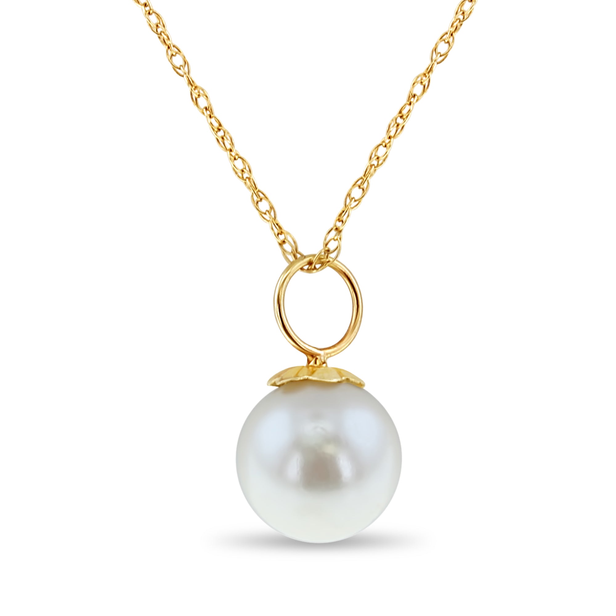 Solitaire Pearl Necklace 14k Yellow Gold