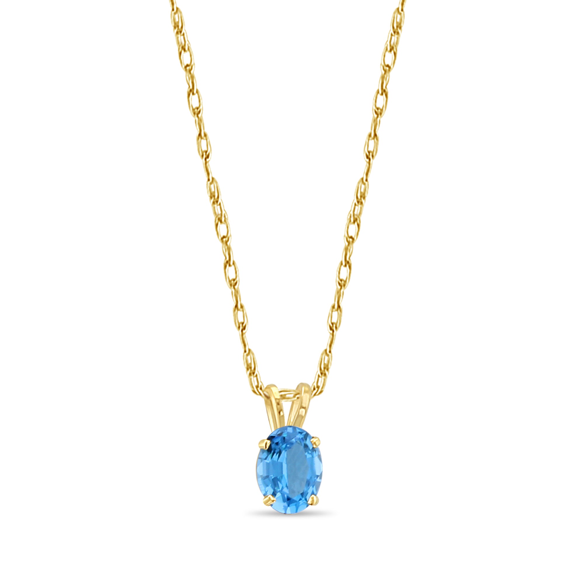 Collier solitaire en topaze bleue ovale