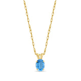 Oval Blue Topaz Solitaire Necklace