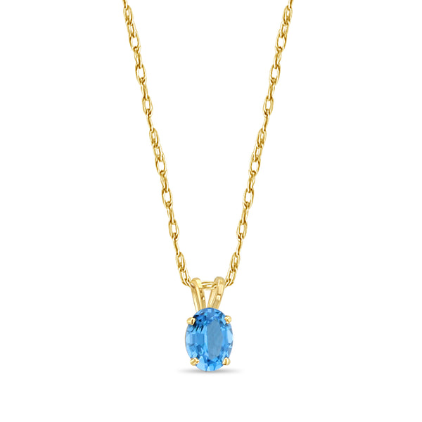 Oval Blue Topaz Solitaire Necklace