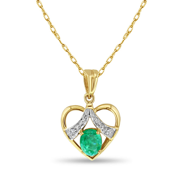 Heart Shaped Emerald & Diamond Pave Necklace