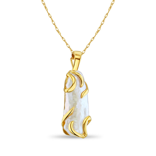 Rice Pearl Pendant with Gold Accents