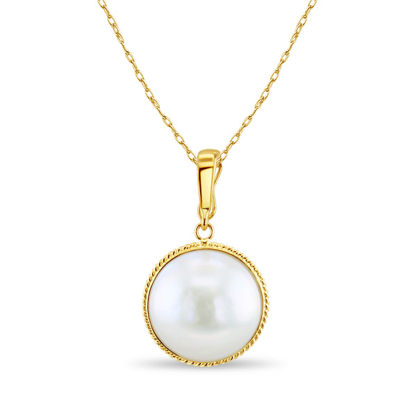 Mabe Pearl Necklace with Thin Rope Bezel