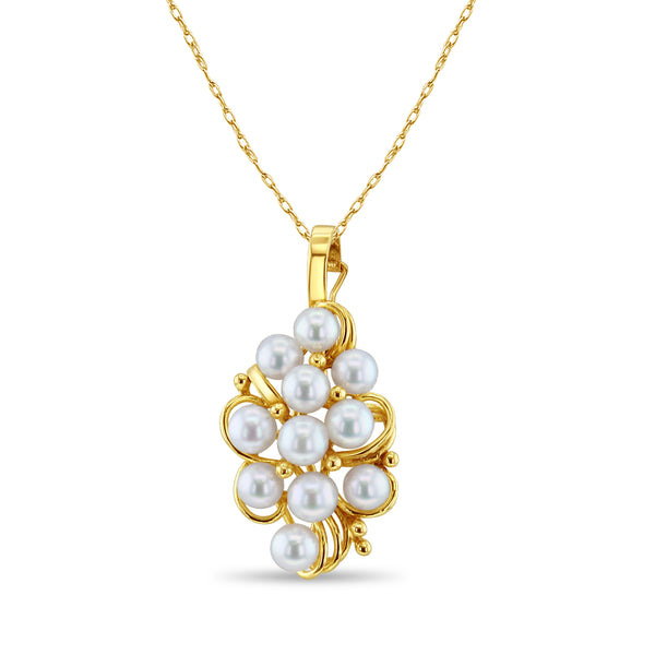 Freshwater Pearl Grape Cluster Necklace 14k Yellow Gold