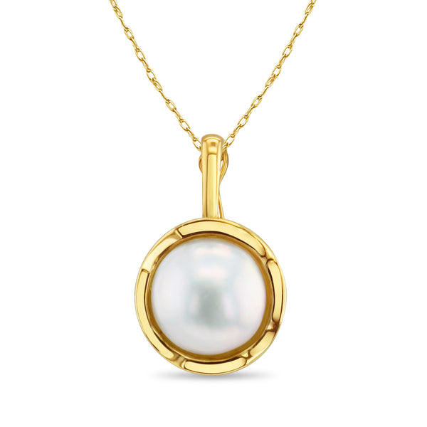 Mabe Pearl Necklace with Up & Down Polished Bezel