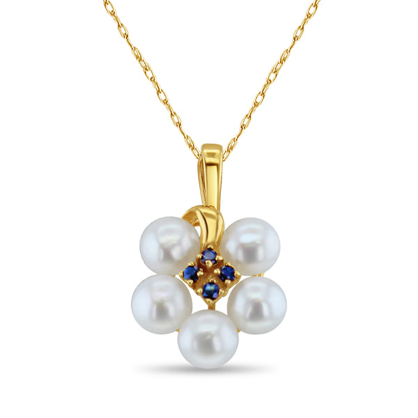 Freshwater Pearl Grape Cluster Necklace with Sapphire Center