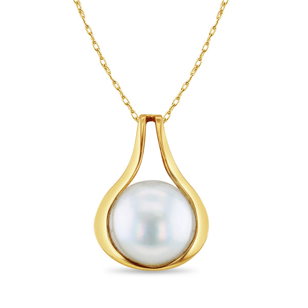 13MM Mabe Pearl Necklace with Polished Bezel Frame 