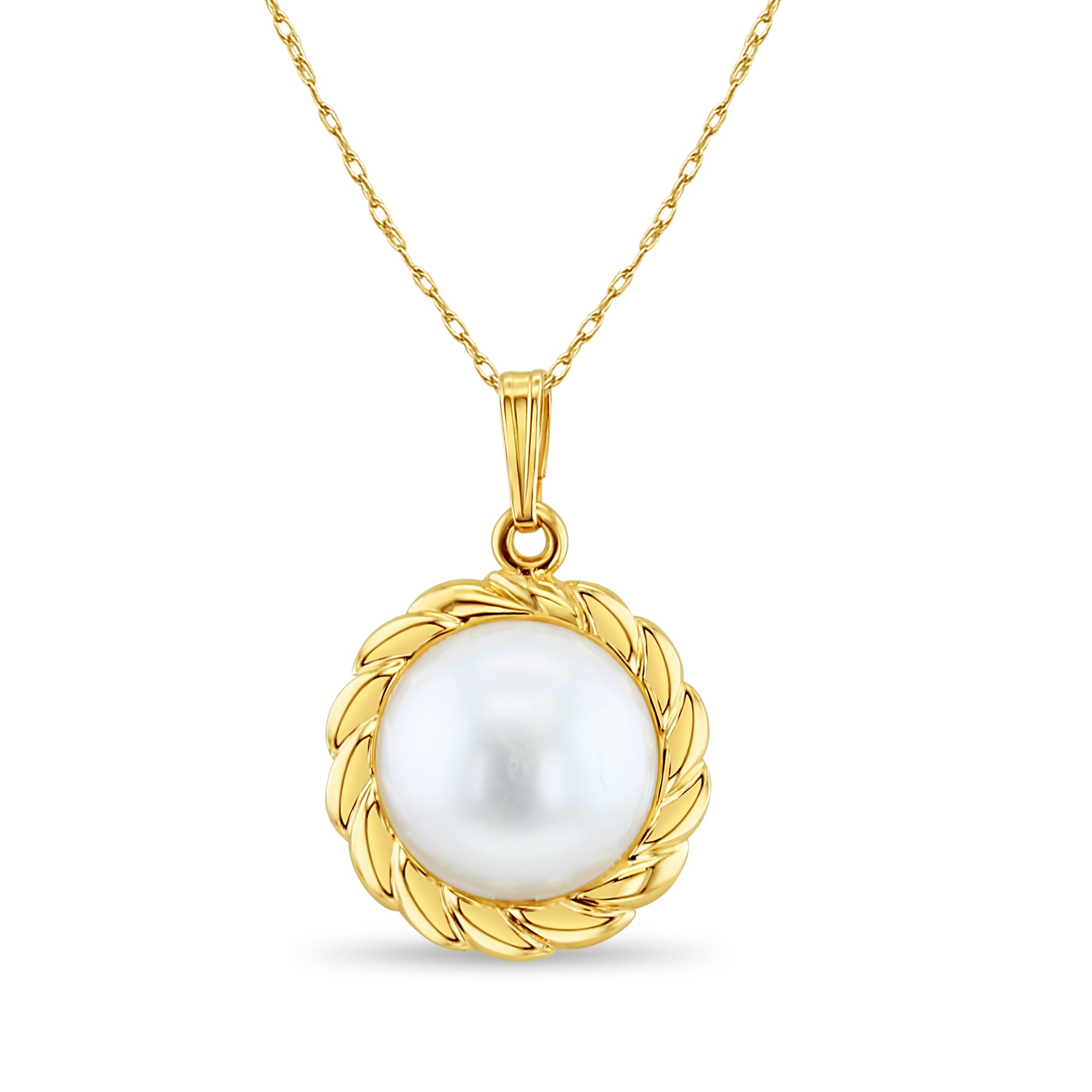 Mabe Pearl Necklace with  Braided Bezel