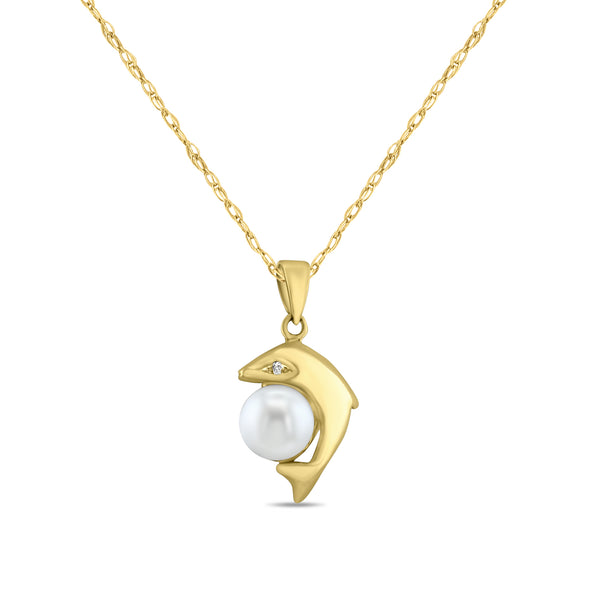 Polished Pearl Dolphin Necklace