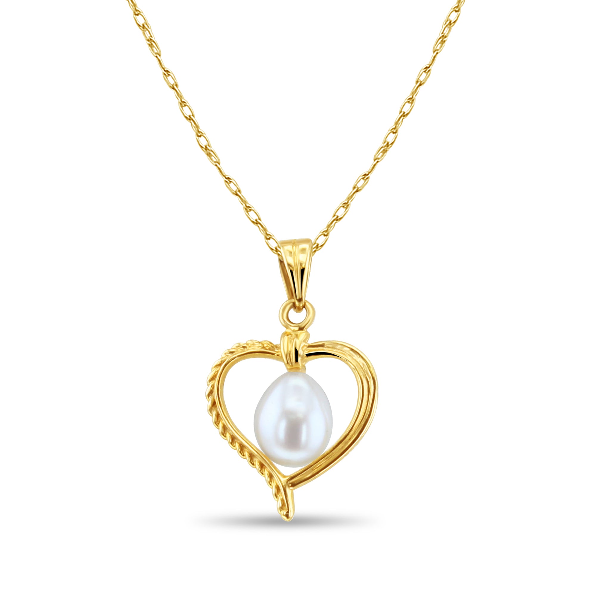 Heart Shaped Necklace with Pearl Center