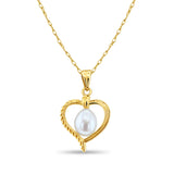 Heart Shaped Necklace with Pearl Center