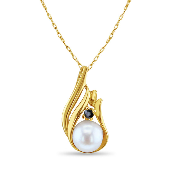 Pearl with Sapphire Accented Necklace
