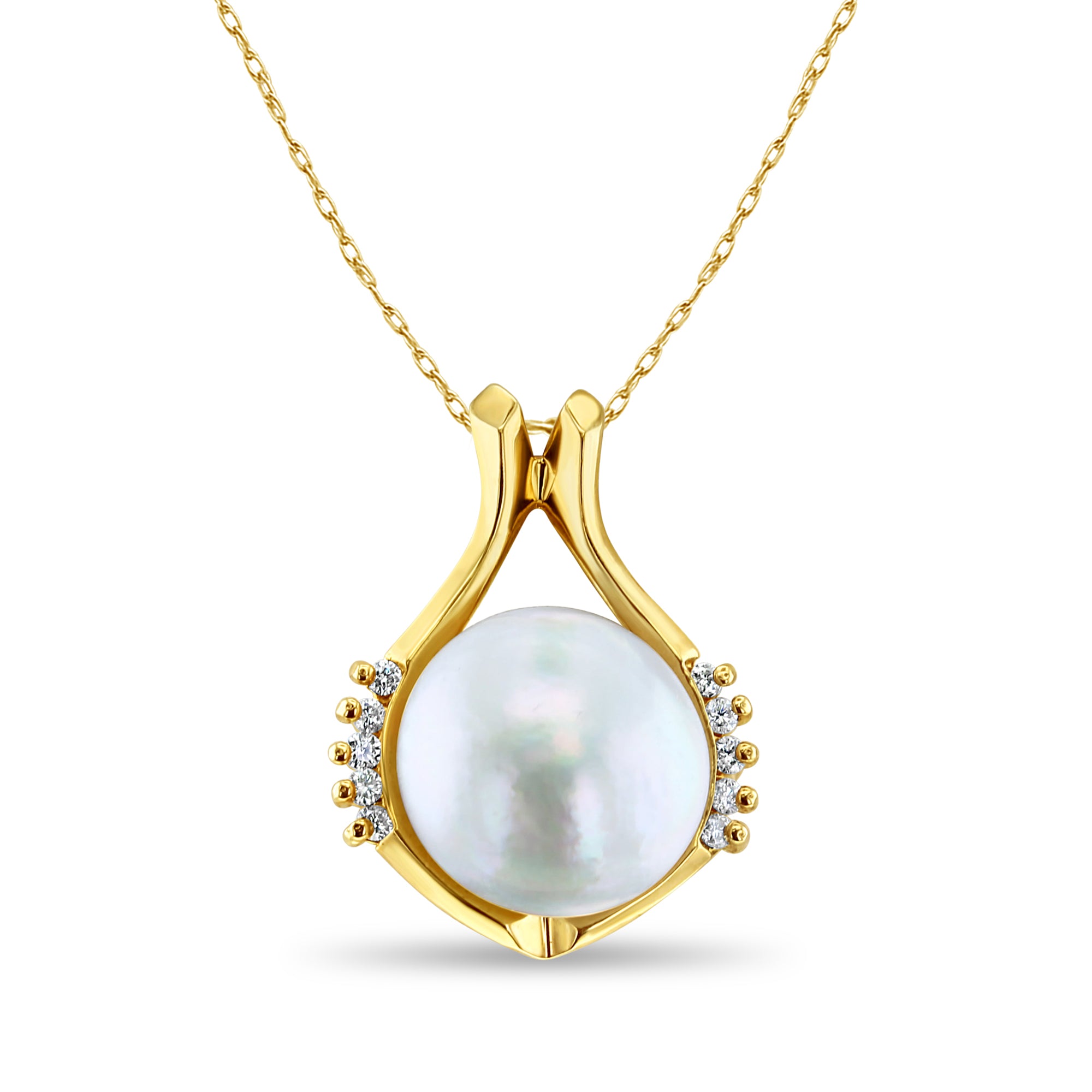 Mabe Pearl & Diamond Accented Necklace