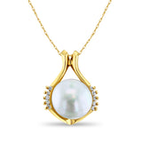Mabe Pearl & Diamond Accented Necklace