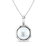 13MM - 14MM Mabe Pearl Pendant with Polished Bezel 18k White Gold