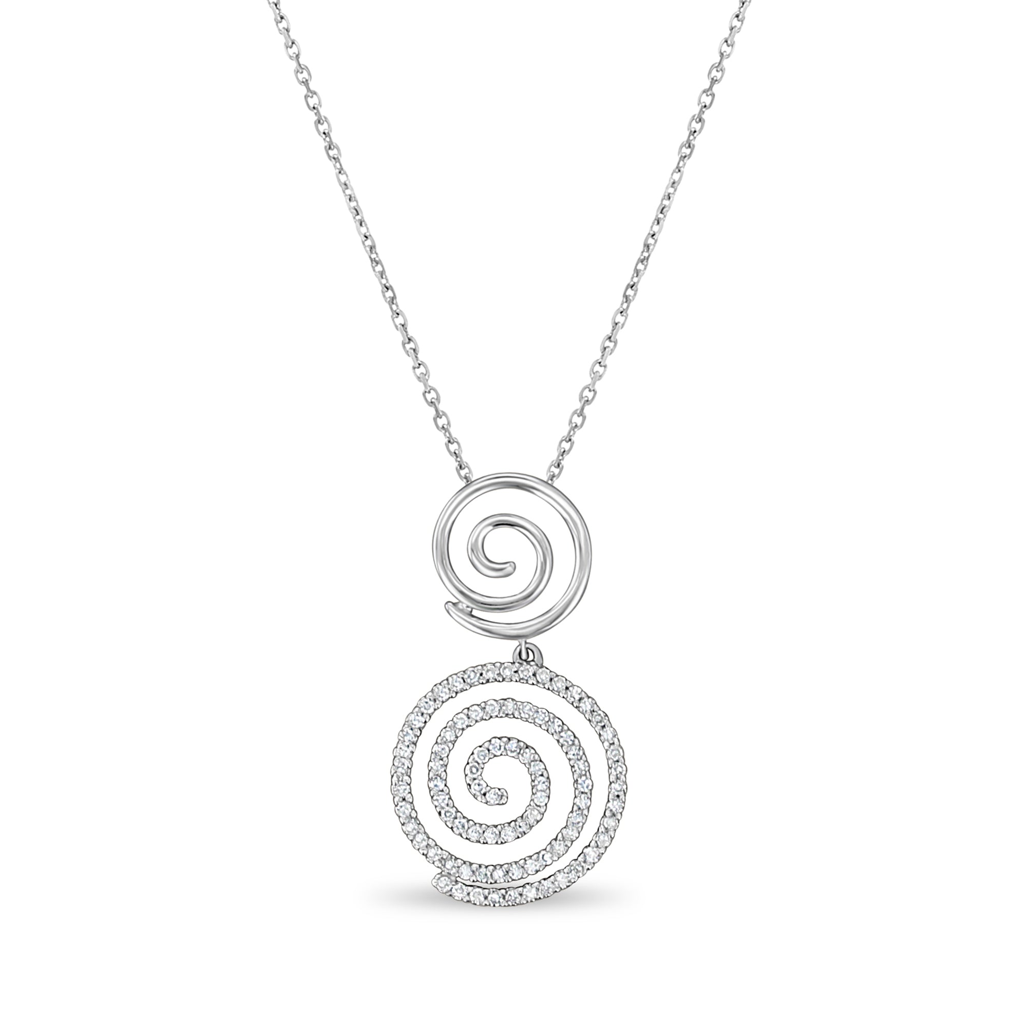 Cyclone Infinity Swirl Circle Diamond Pendant .37cttw 14K White Gold