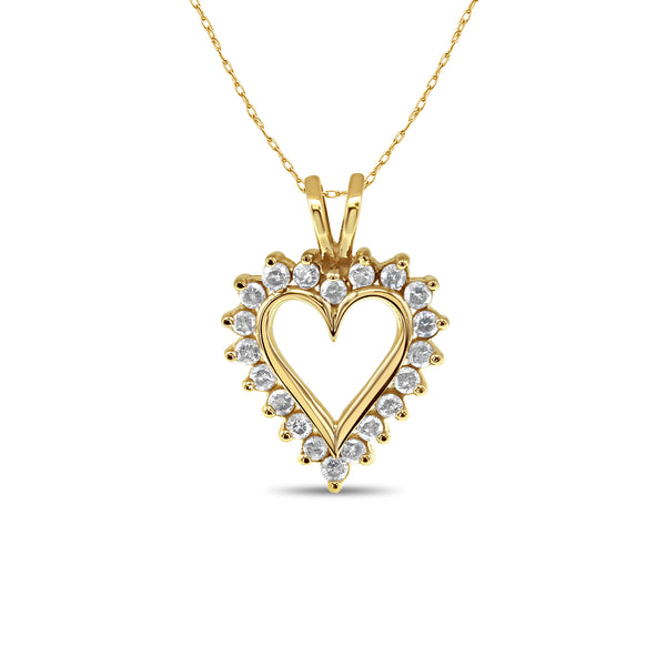 Diamond Cutout Heart Necklace 14k Yellow Gold