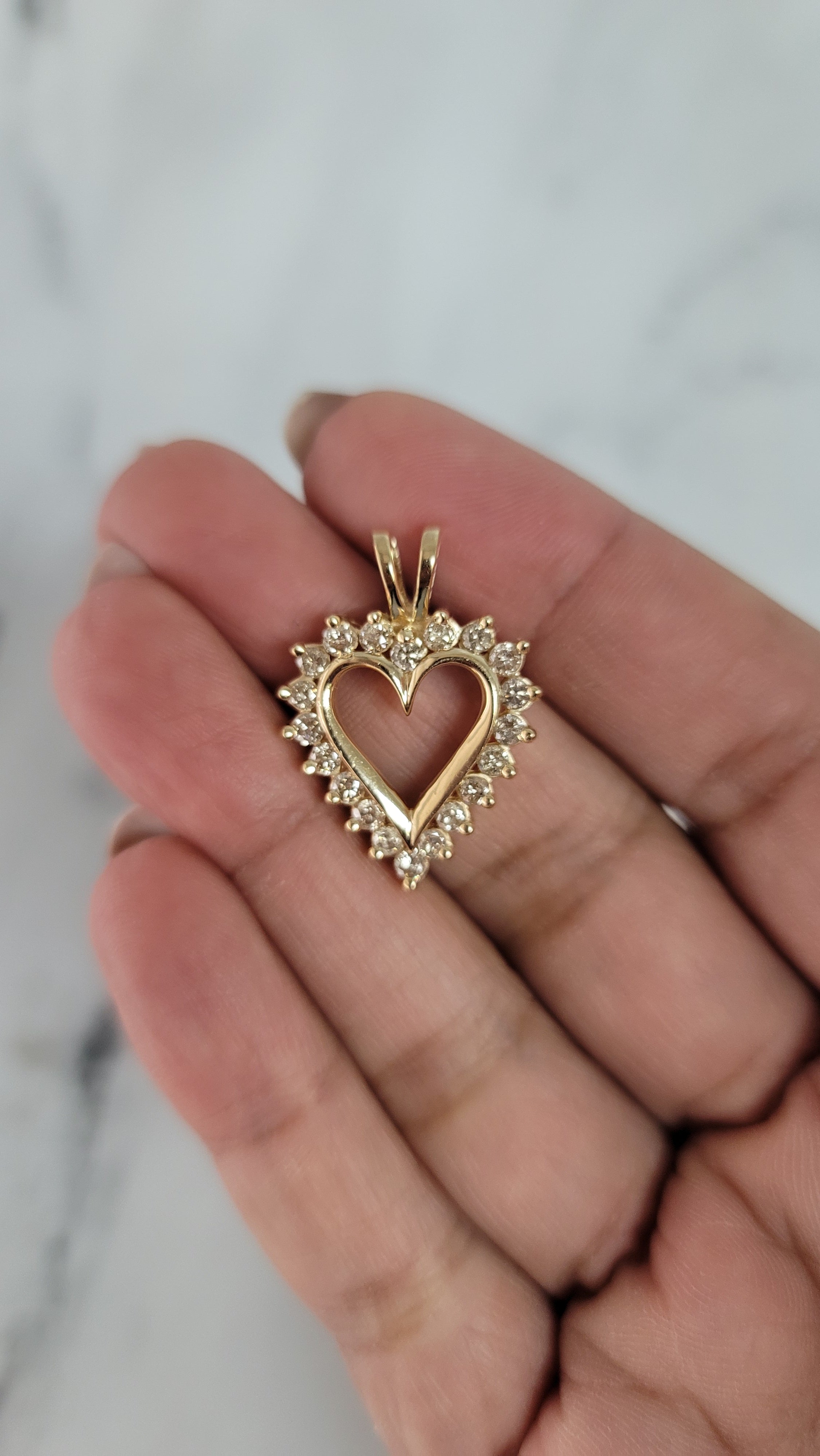 Diamond Cutout Heart Necklace 14k Yellow Gold