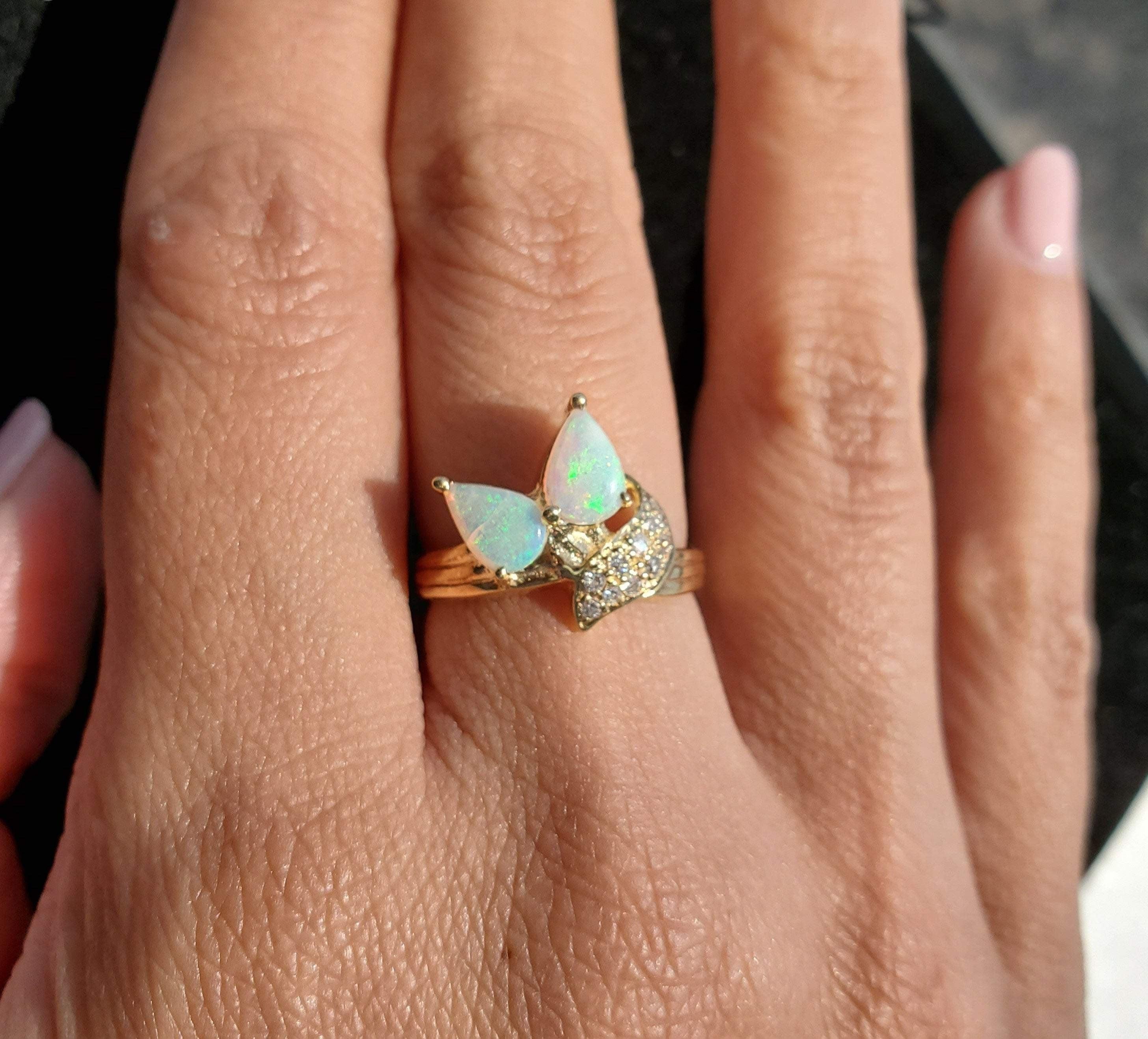 Pear Shaped Opal Diamond Ring