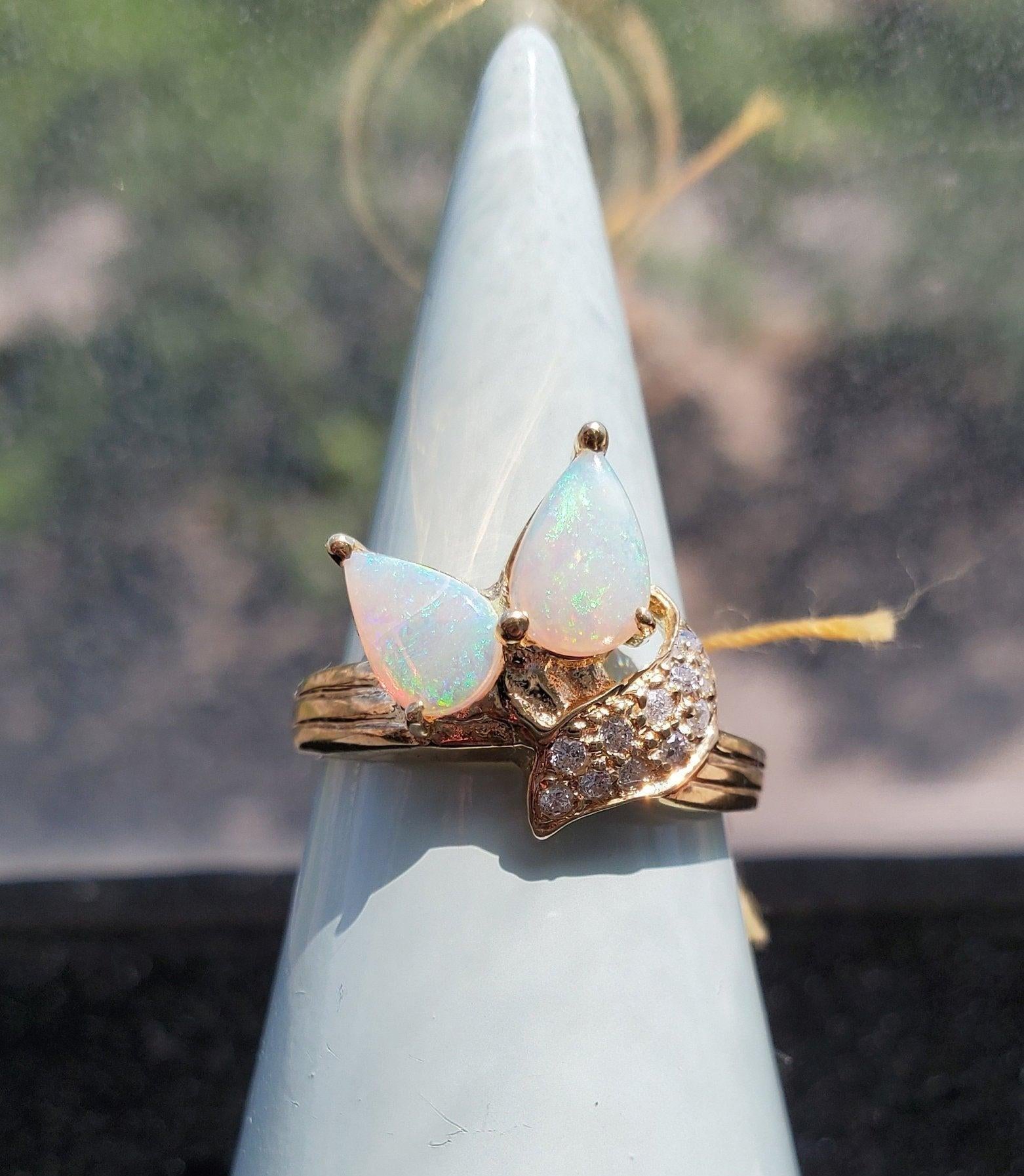 Pear Shaped Opal Diamond Ring