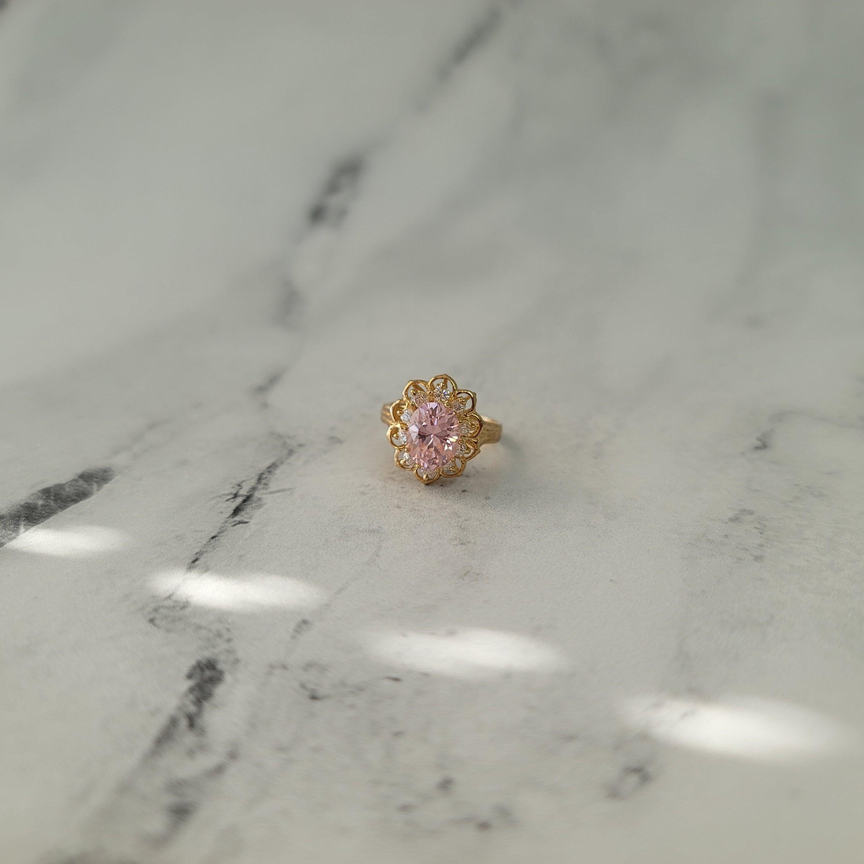Pink Ice & Cubic Zirconia Cocktail Ring