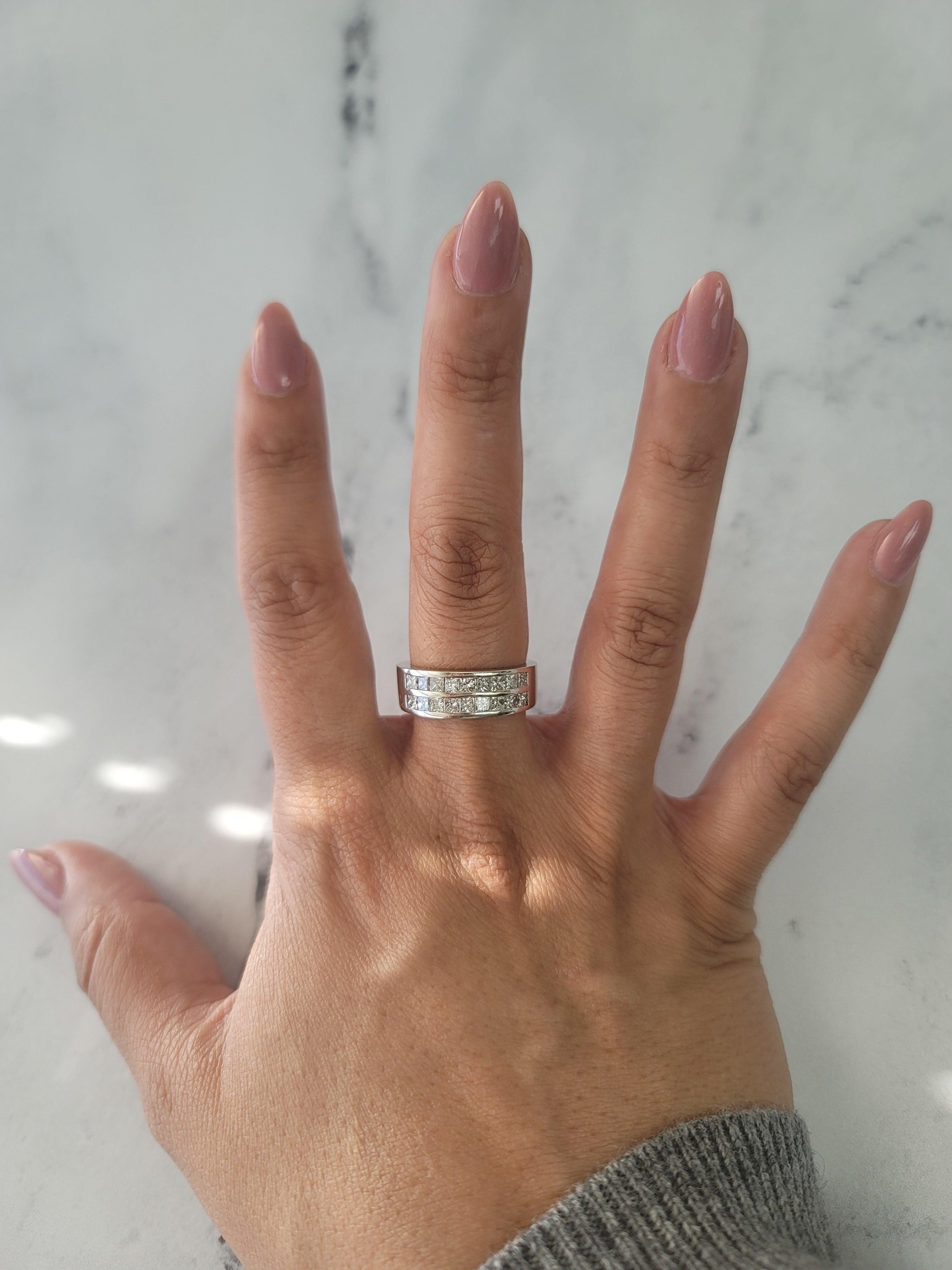 Princess Cut Channel Diamond Wedding Band 14k White Gold