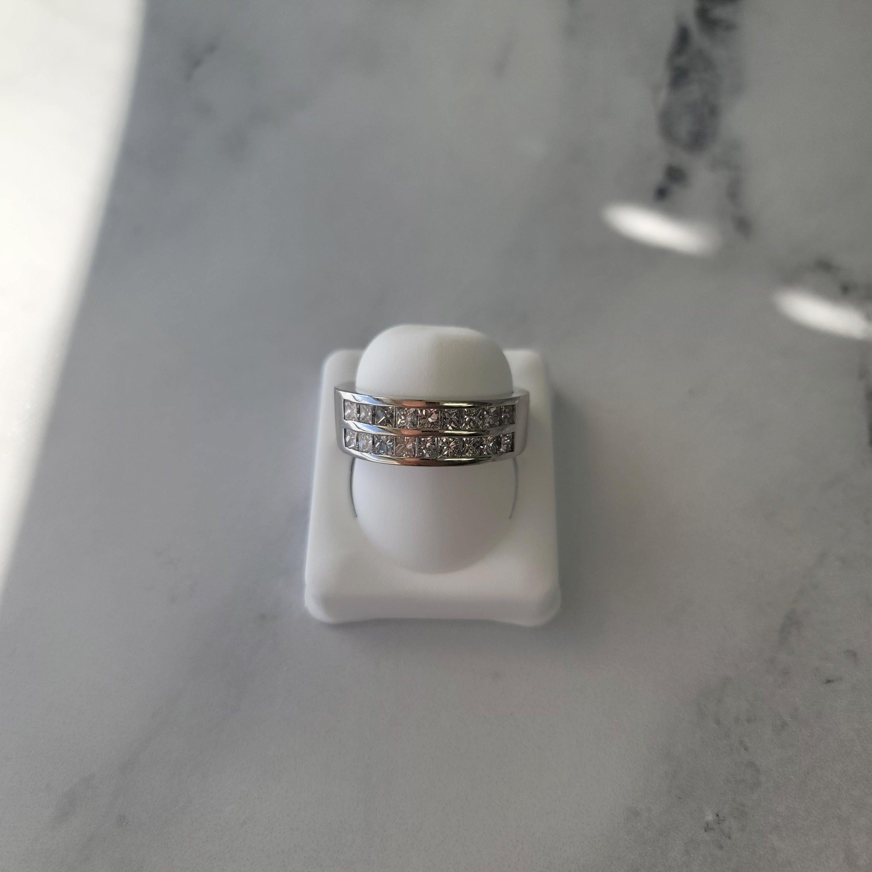 Princess Cut Channel Diamond Wedding Band 14k White Gold