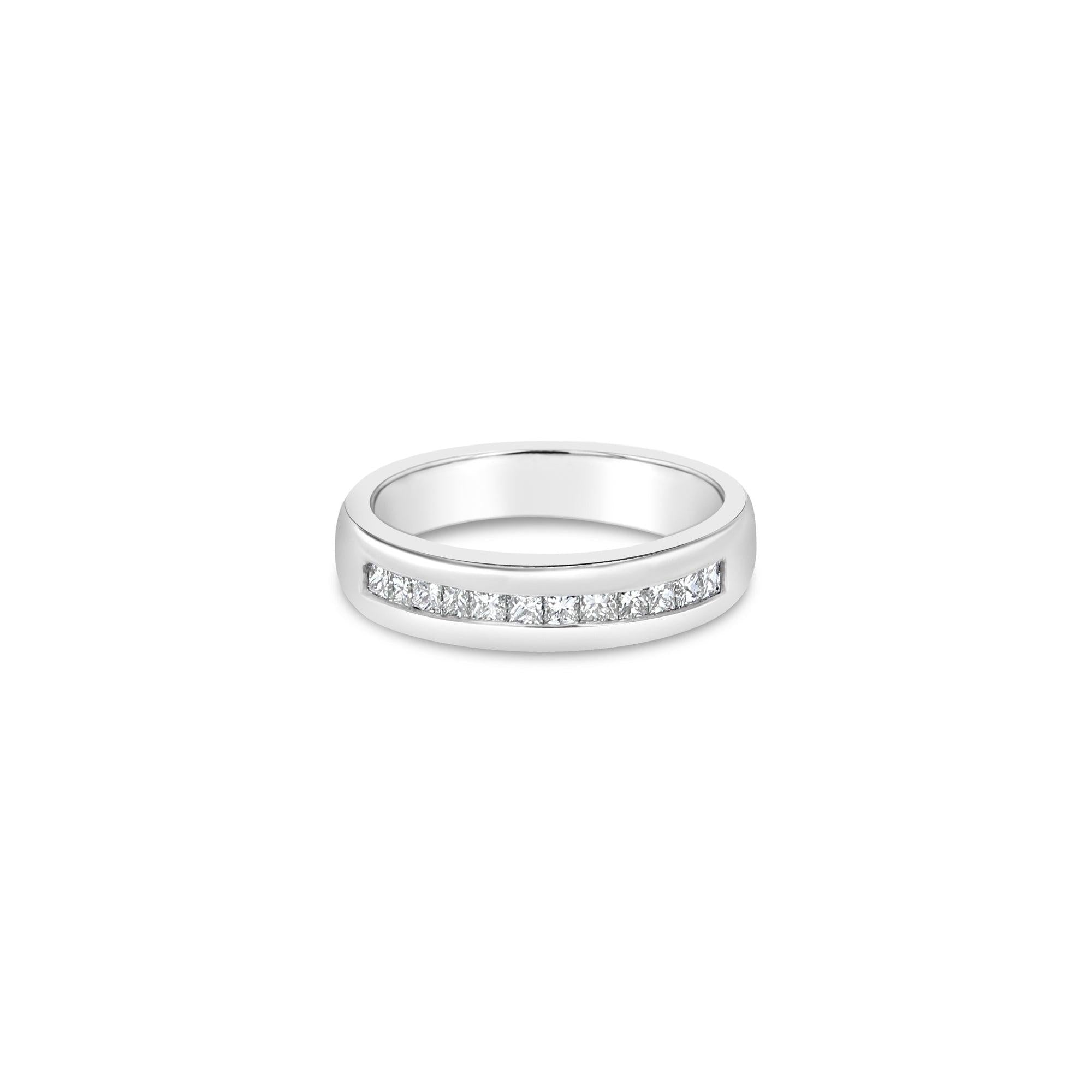 Princess Cut Channel Set Wedding Band .84cttw 14k White Gold