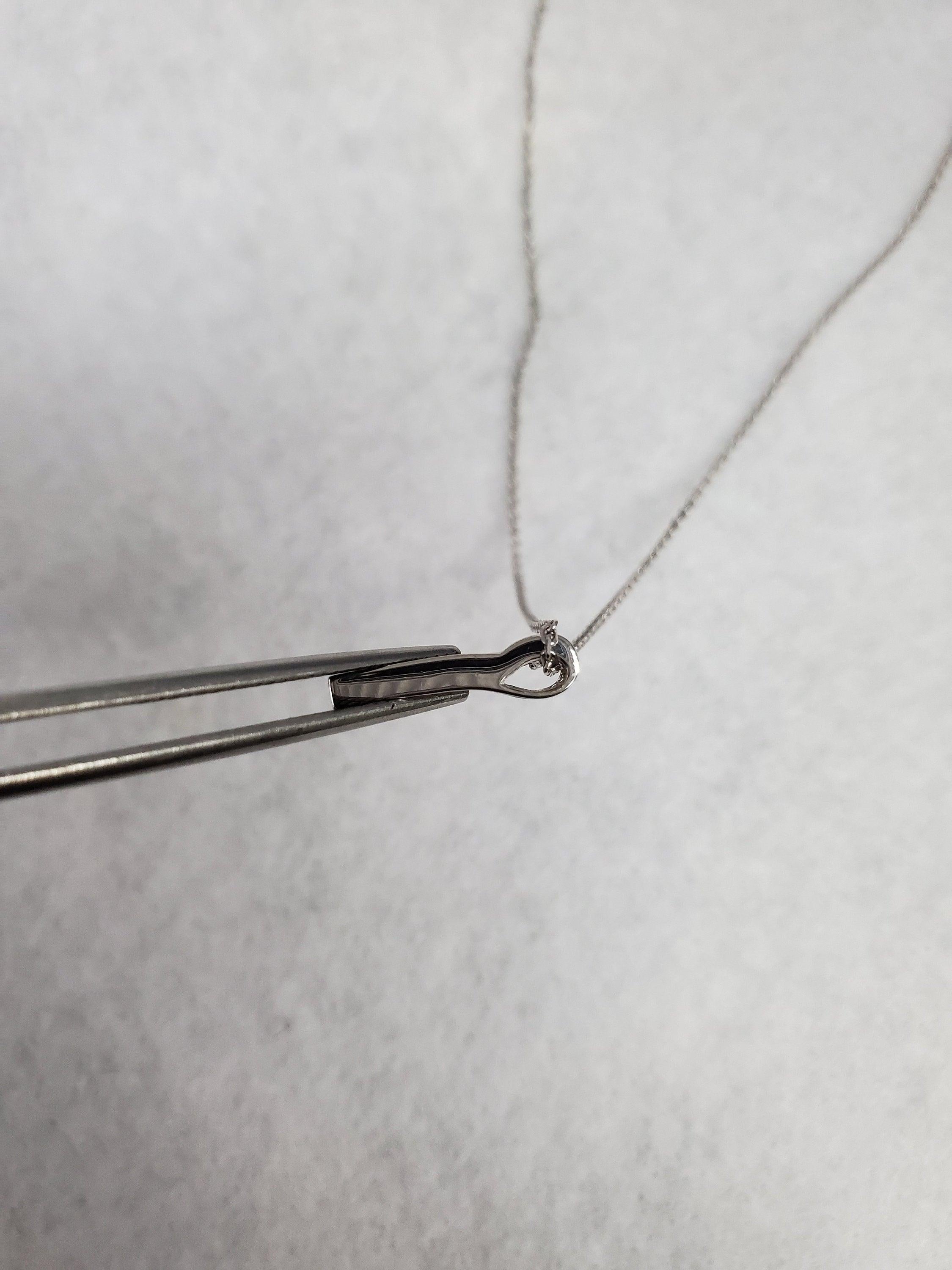 Princess Cut Diamond Cluster Necklace .70cttw 18k White Gold