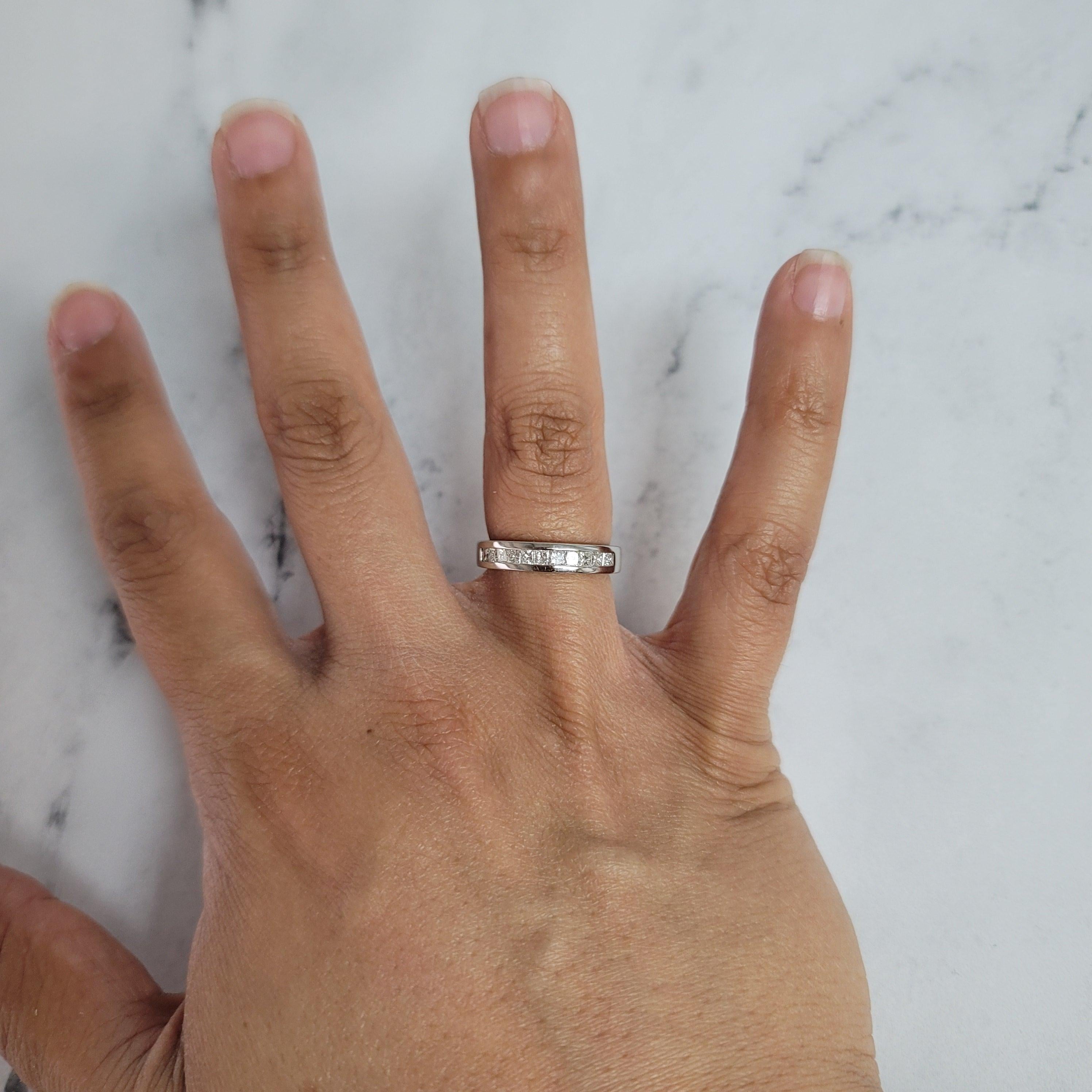 Princess Cut Diamond Wedding Band .60cttw 14k White Gold