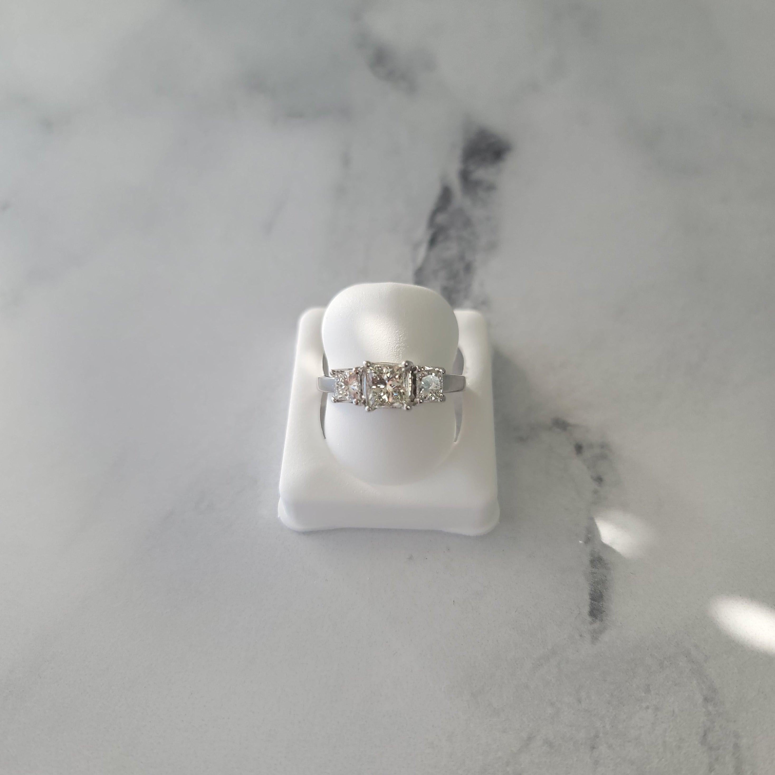 Princess Cut Three-Stone Diamond Engagement Ring