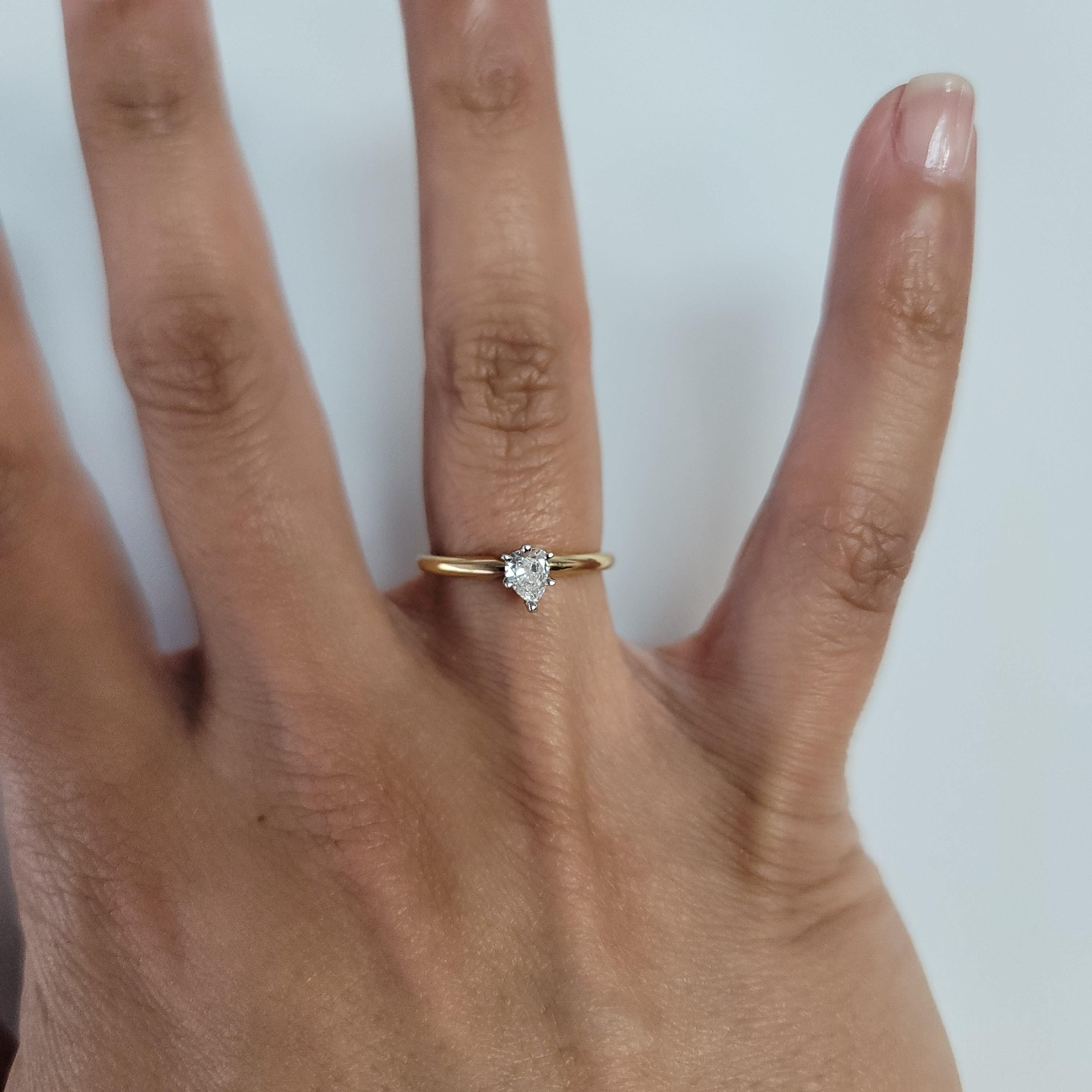 Quarter Carat Pear Solitaire Diamond Engagement Ring