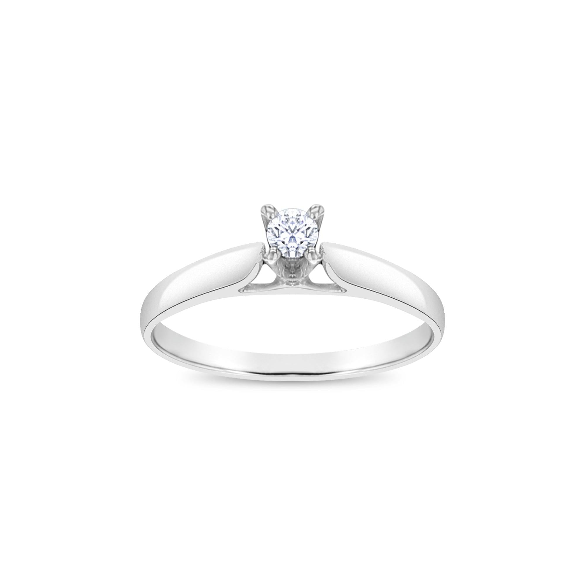 Quarter Carat Solitaire Diamond Engagement Ring 14k White Gold