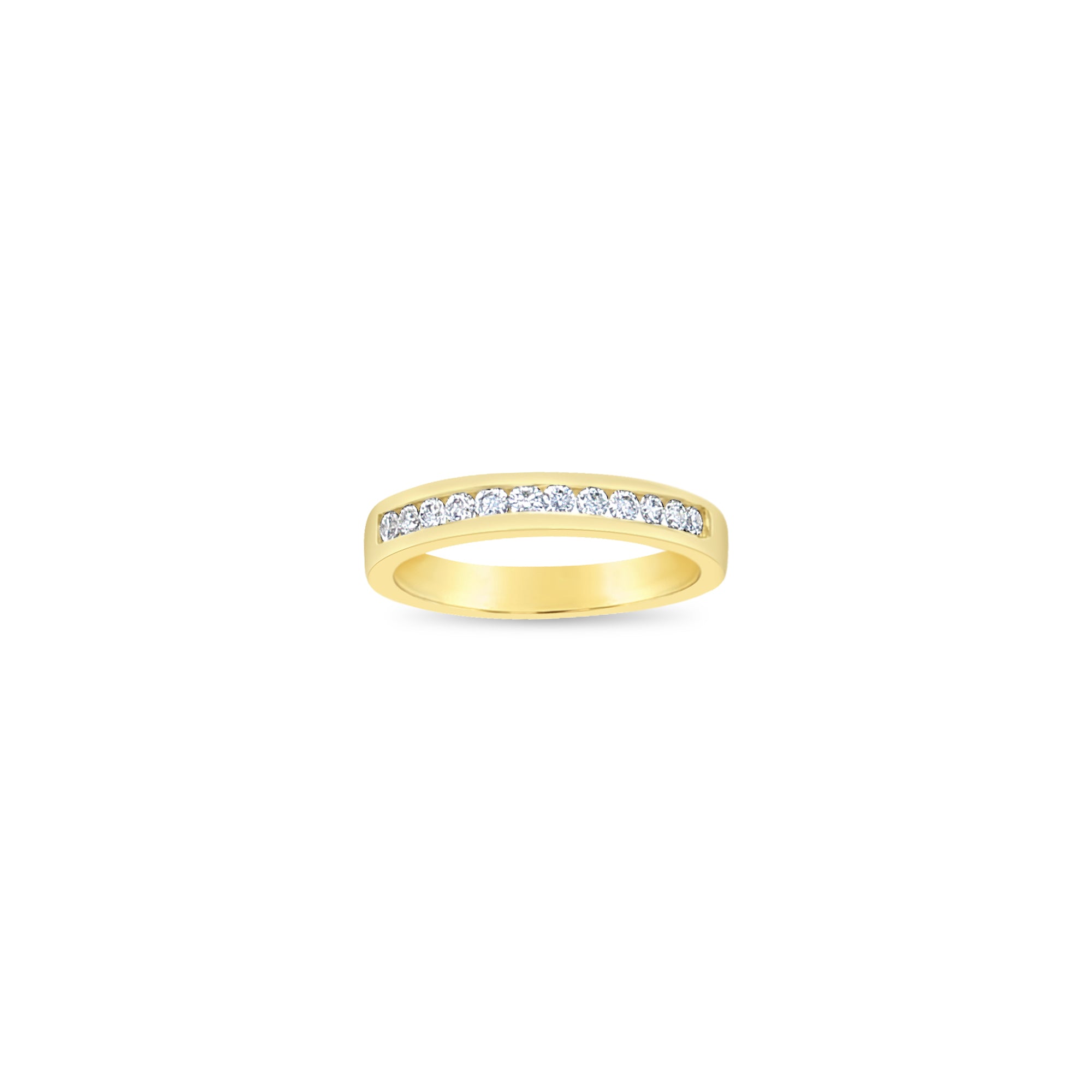 Alianza de boda de oro amarillo de 18 quilates con diamantes engastados en canal, 0,24 ct