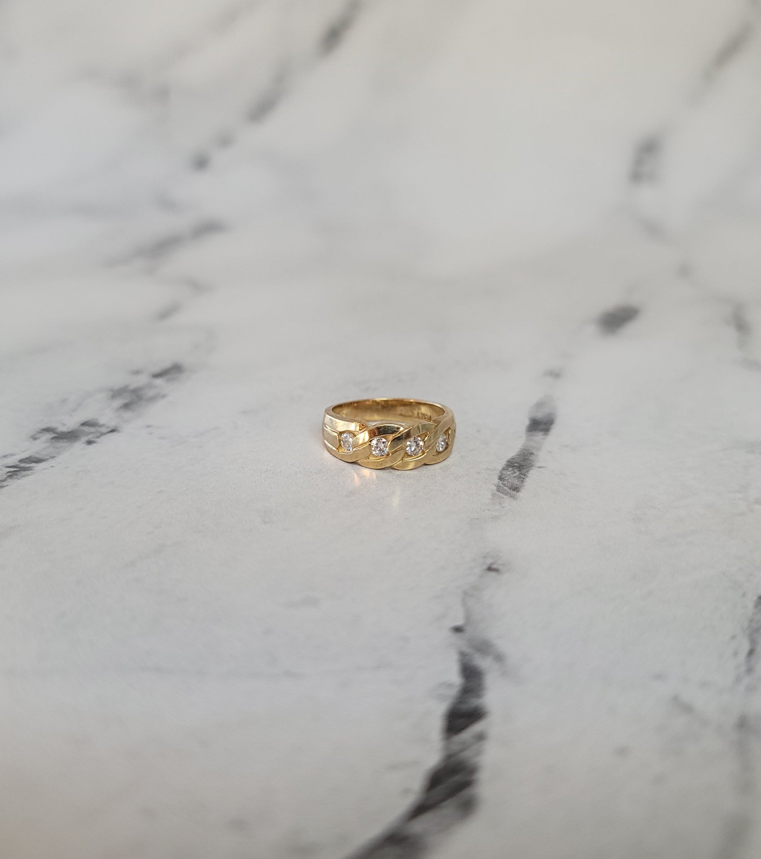 Link Style Diamond Wedding Band .30cttw 14k Yellow Gold