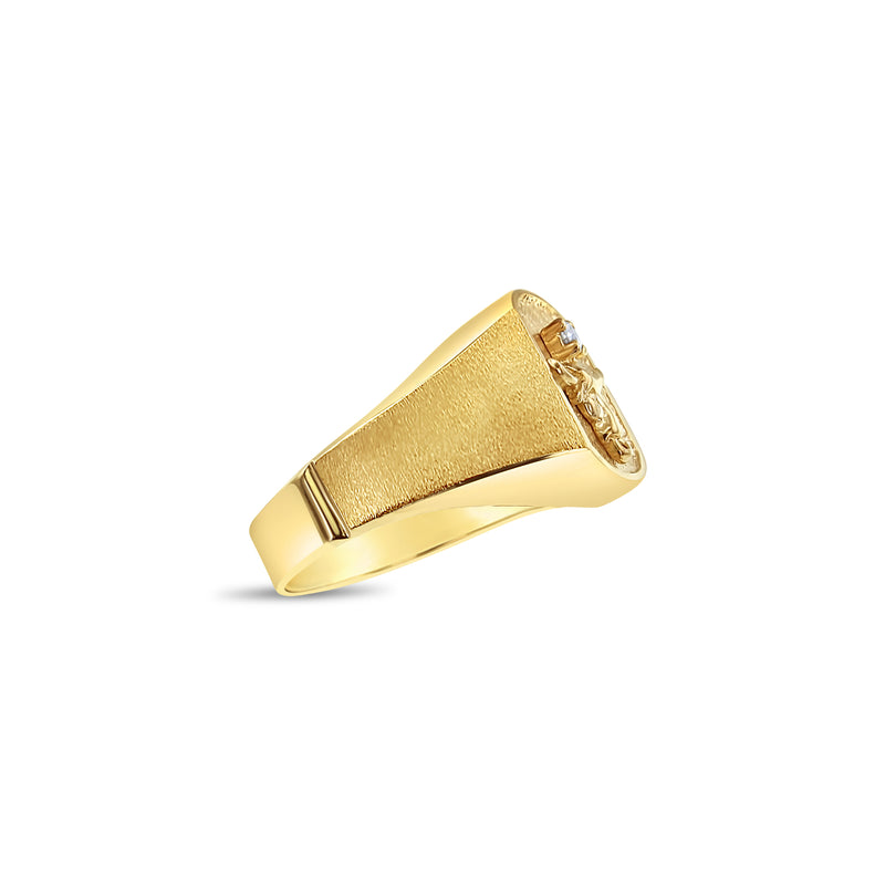 Longhorn Diamond Ring with Brushed Satin Finish on Side