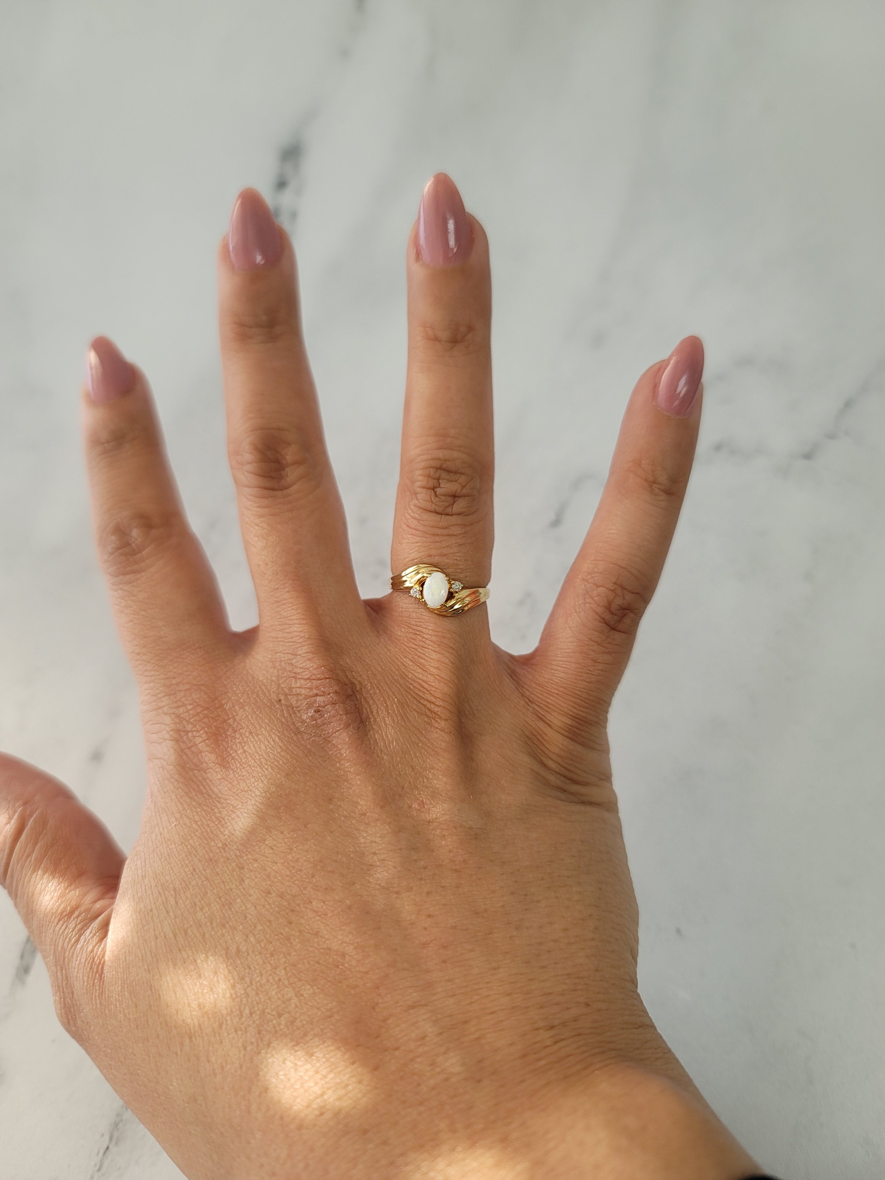 Oval Opal Ring with Diamond Accents