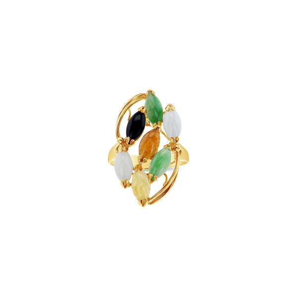 Marquise Shaped Colored Jadeite Ring